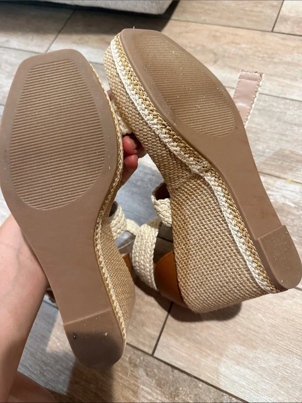 Steve Madden Cream Braided Espadrille Wedge Sandals